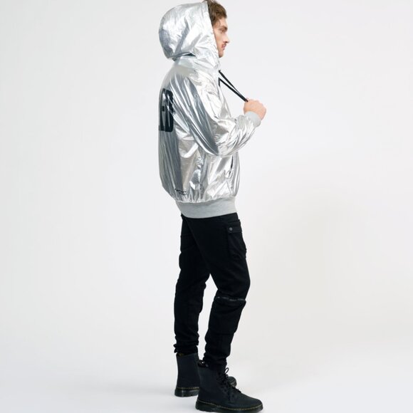 The SpoiledChild Jeremy Scott Chrome Silver Hoodie Hooded Zip Sweatshirt Jacket - Picture 10 of 16